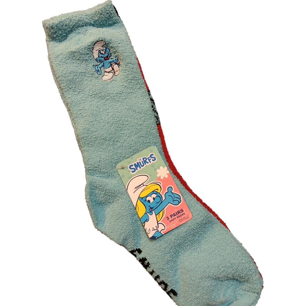 The Smurfs Cozy Socks Long 3 Pair NEW Legwear Concepts 98% Polyester 2% Spandex